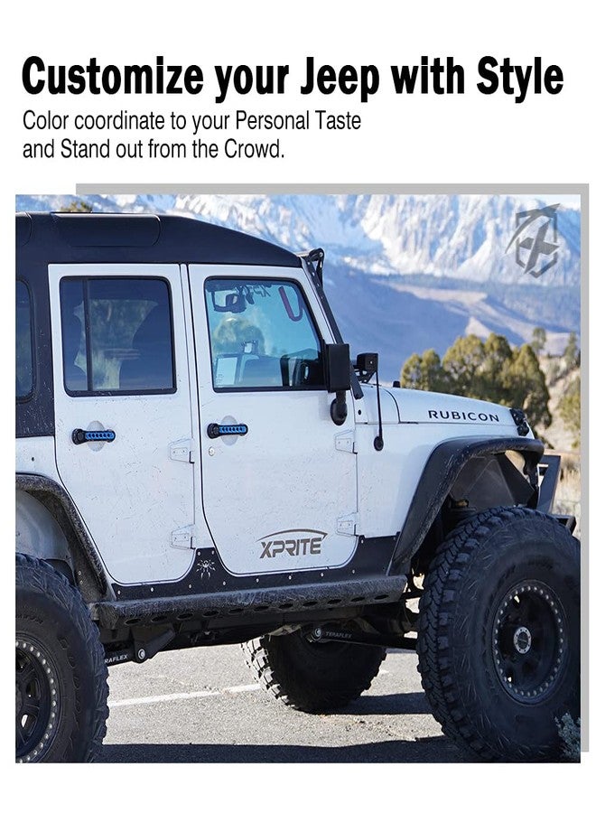 Xprite 5 Pcs/Sets Brushed Aluminum Door Grab Handle Inserts Cover Trim for 2007-2018 Jeep Wrangler JK & Unlimited 4 Door-Blue - Image 5