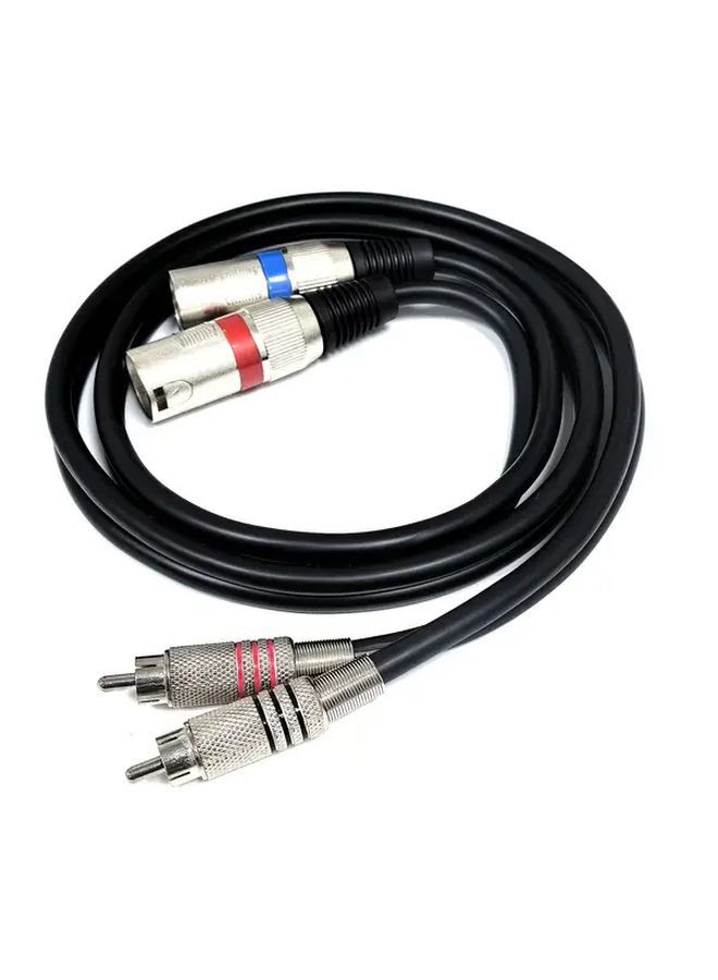 6mm Dual RCA to Dual XLR Cable Black 78 74 Inch with Red Blue Ring Identification - Image 1