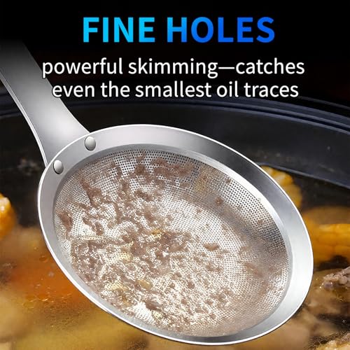 TBWHL Multi-functional Hot Pot Fat Skimmer Spoon - Stainless Steel Fine Mesh Food Strainer for Skimming Grease and Foam DIA 3.1" - Image 4