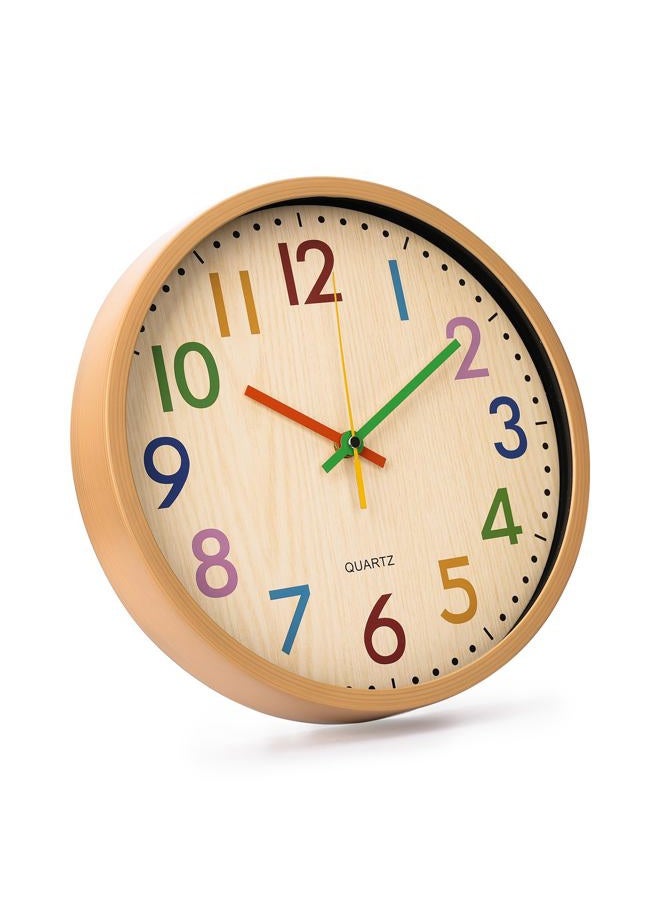 bakbrand Kids Wall Clock 12 Inch Silent Non-Ticking Colorful Childrens Clock Round Decorative Wall Clocks for Classroom, School, Office, Bedroom, Living Room, Kitchen - Image 2