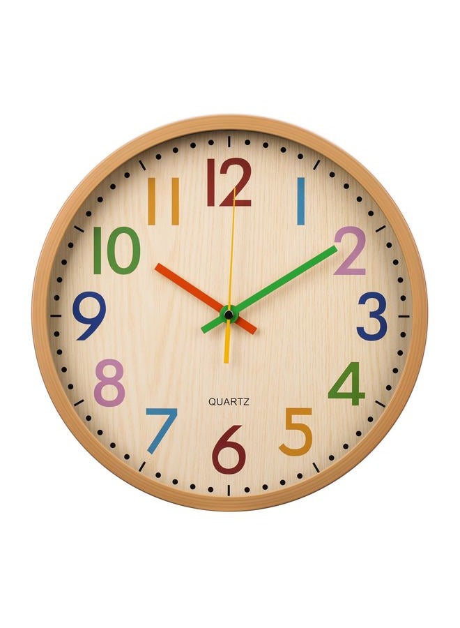 bakbrand Kids Wall Clock 12 Inch Silent Non-Ticking Colorful Childrens Clock Round Decorative Wall Clocks for Classroom, School, Office, Bedroom, Living Room, Kitchen - Image 1