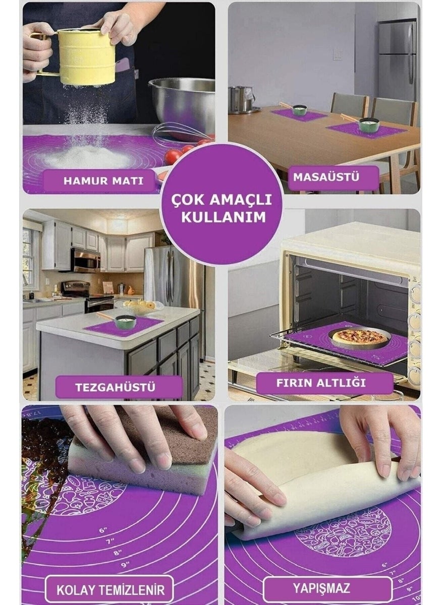 Tekno Trust - 1 Piece Silicone Dough Rolling Mat Measured Heat Resistant Dough Kneading Mat Large Kitchen Pastry Oven - Image 1