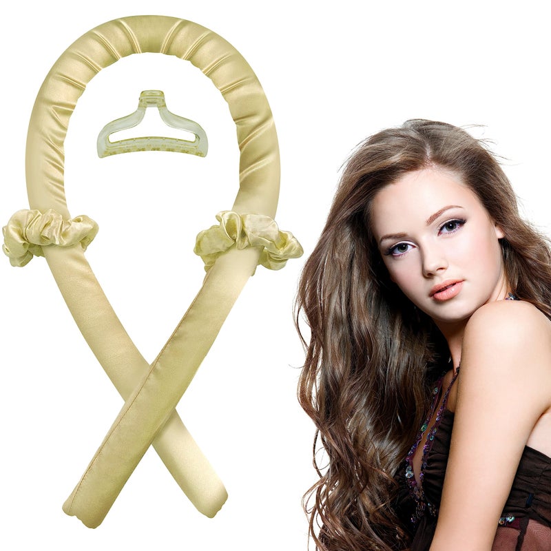 Heatless curling iron，Heatless curling iron headband，Overnight curling headband，Heatless curling iron headband for long hair Design and create your own hairstyle anytime, anywhere (Beige)