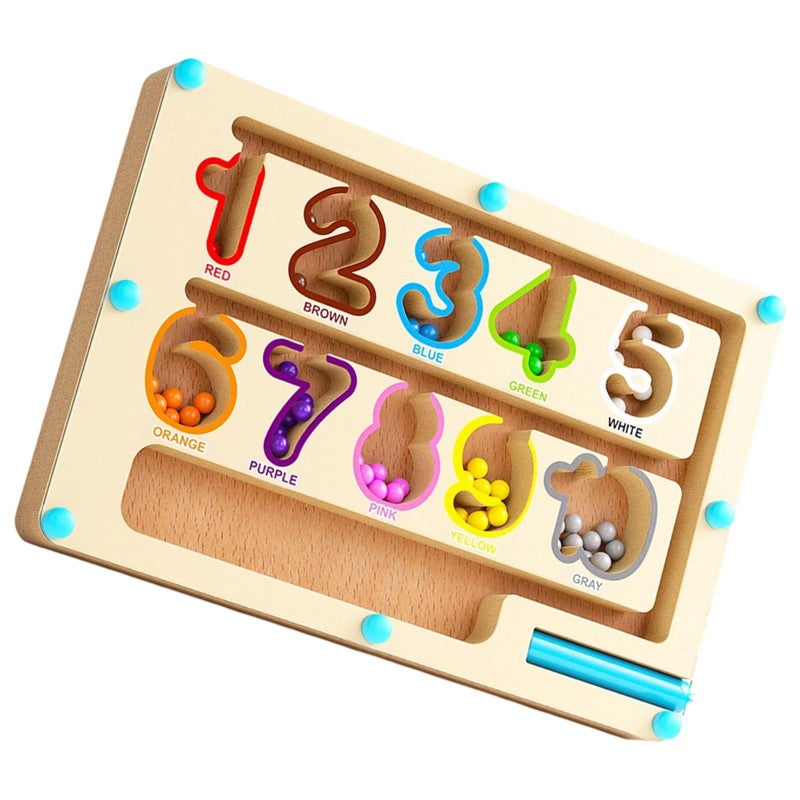 New Dinosaur Pearl Color Sorting Game Wooden Number Mazes Sensory Play Toy - Image 2
