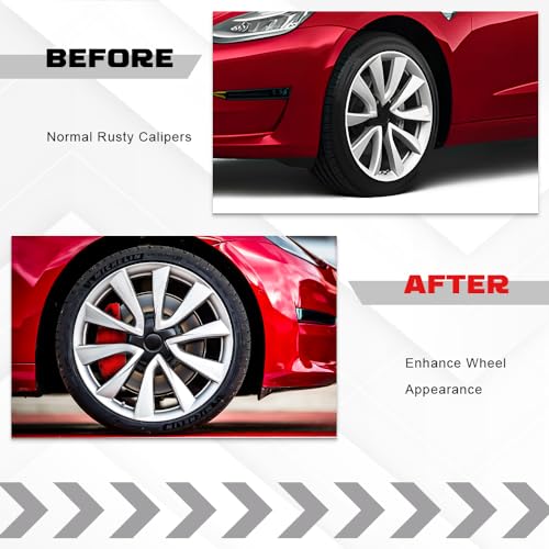 MIKODA Caliper Covers for Tesla model 3 18" (235/45) 19" (235/40), 18in 19in Wheel Hub Front and Rear Brake Caliper Covers Compatible with Tesla Model 3 2016-2023 (Red) - Image 5