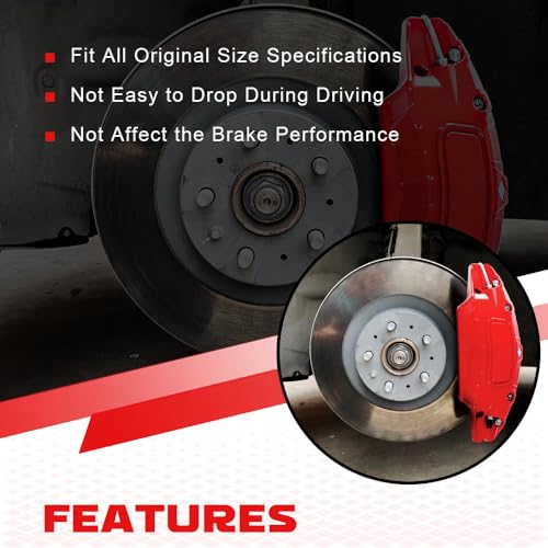 MIKODA Caliper Covers for Tesla model 3 18" (235/45) 19" (235/40), 18in 19in Wheel Hub Front and Rear Brake Caliper Covers Compatible with Tesla Model 3 2016-2023 (Red) - Image 4