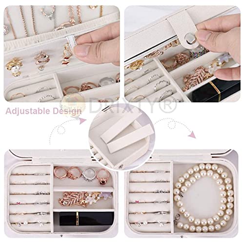 DRIXTY Jewelry Box, Women Portable Travel Jewelry Organizer Box Makeup Cosmetic Case Storage Bag for Necklace Chain Bracelet Watch Earring Mirror - Image 3