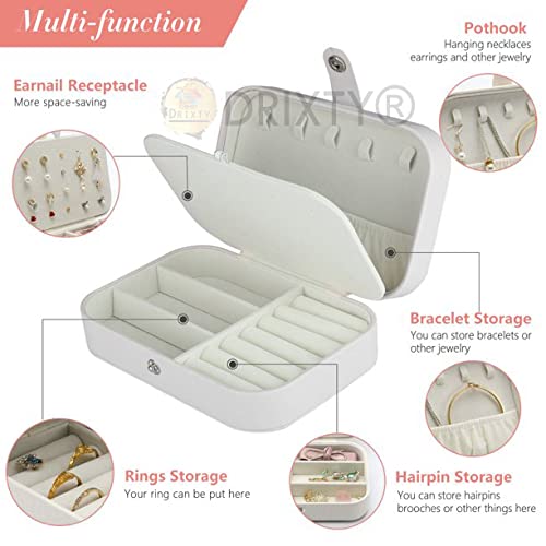 DRIXTY Jewelry Box, Women Portable Travel Jewelry Organizer Box Makeup Cosmetic Case Storage Bag for Necklace Chain Bracelet Watch Earring Mirror - Image 2