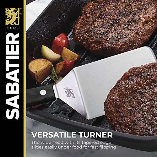 SABATIER Triple Rivet Wide Turner, 9.625 Inch Stainless Steel Spatula for Cast Iron, Griddle and Grill Cooking, Professional Grade Kitchen Utensil - Image 5
