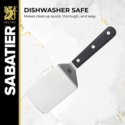 SABATIER Triple Rivet Wide Turner, 9.625 Inch Stainless Steel Spatula for Cast Iron, Griddle and Grill Cooking, Professional Grade Kitchen Utensil - Image 3