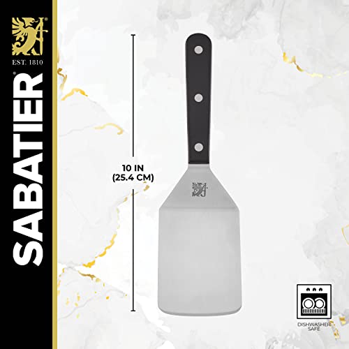 SABATIER Triple Rivet Wide Turner, 9.625 Inch Stainless Steel Spatula for Cast Iron, Griddle and Grill Cooking, Professional Grade Kitchen Utensil - Image 2