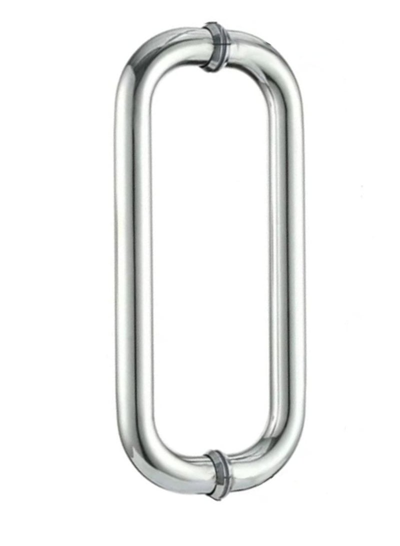 Decorum 12" Glass Door Handle, O-Shaped Stainless Steel, Double-Sided Pull Handle For Shower, Barn, And Office Doors, 300mm Mirror Finish - Image 1