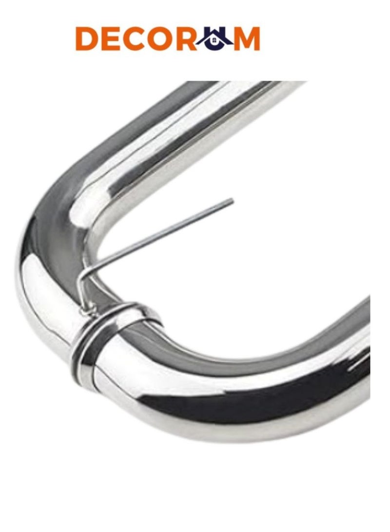 Decorum 12" Glass Door Handle, O-Shaped Stainless Steel, Double-Sided Pull Handle For Shower, Barn, And Office Doors, 300mm Mirror Finish - Image 5