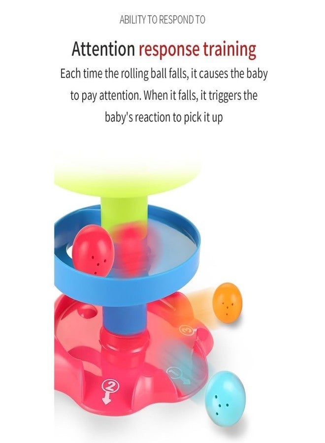 PLUSPOINT Monkeyball Drop Toy for Babies & Toddlers - 5-Layer Tower with Swirling Ramps, 3 Rattle Balls, Multicolor Educational Development Toy Set for Early Learning - Image 4