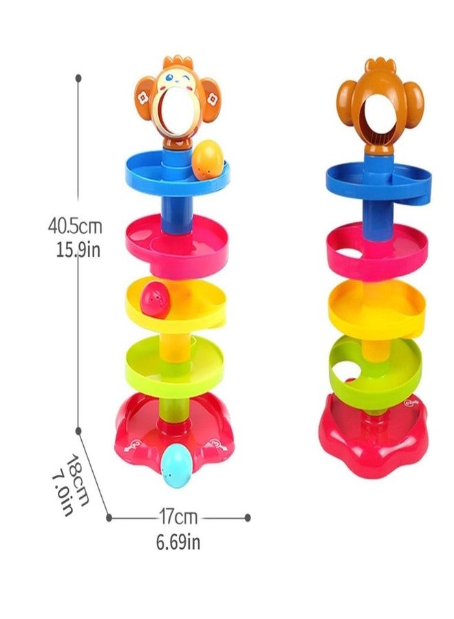PLUSPOINT Monkeyball Drop Toy for Babies & Toddlers - 5-Layer Tower with Swirling Ramps, 3 Rattle Balls, Multicolor Educational Development Toy Set for Early Learning - Image 5