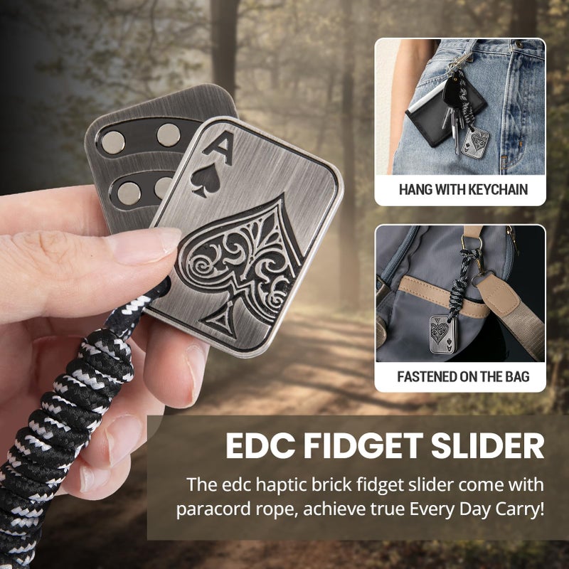 ITOKEY Fidget Toys Adults, Metal Fidget Slider, Poker Magnet Fidgets for Anxiety and Stress, Discreet Fidget Toys with Paracord Rope, ADHD Figette Toys for Adults Men - Image 2