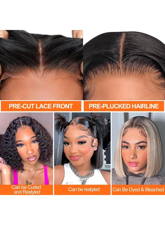 ايسي باروكات بدون لاصق، شعر بشري تم قطعه مسبقًا، باروكات بوب بوب، شعر بشري 4 × 4، باروكات بدانتيل أمامي للنساء ذوات البشرة السمراء، كثافة 180%، شعر بشري مع شريط مطاطي 10 بوصة - Image 5