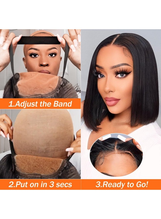 ايسي باروكات بدون لاصق، شعر بشري تم قطعه مسبقًا، باروكات بوب بوب، شعر بشري 4 × 4، باروكات بدانتيل أمامي للنساء ذوات البشرة السمراء، كثافة 180%، شعر بشري مع شريط مطاطي 10 بوصة - Image 3