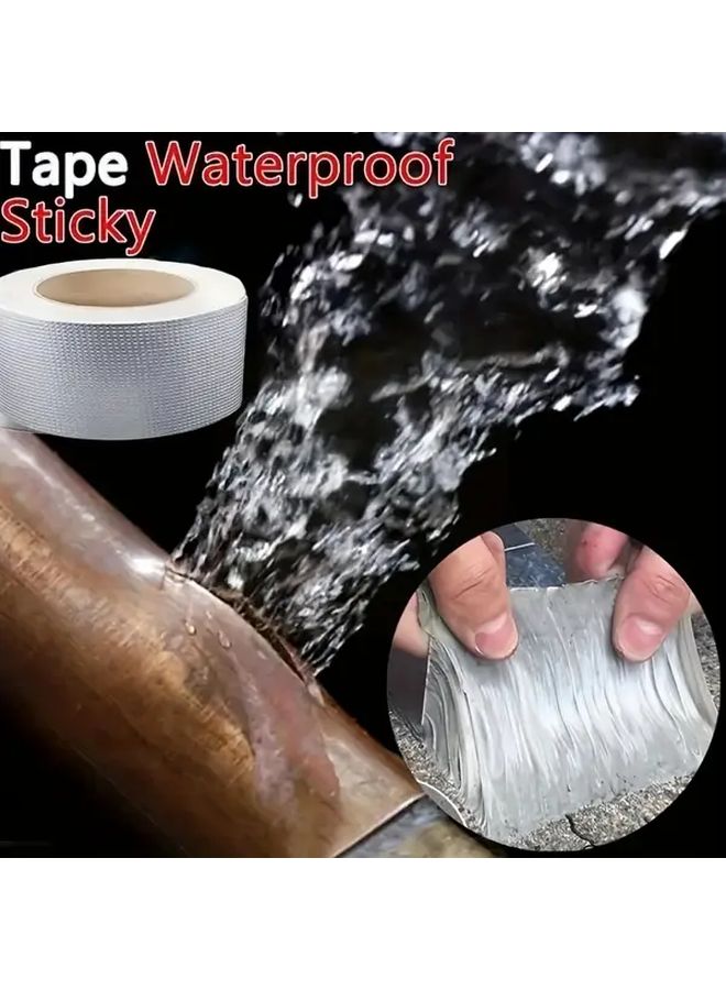 500cm x 5cm Heavy Duty Butyl Rubber Waterproof Tape Strong Adhesive High Low Temp Resistant Instant Leak Seal for Roof Pipe RV - Image 2