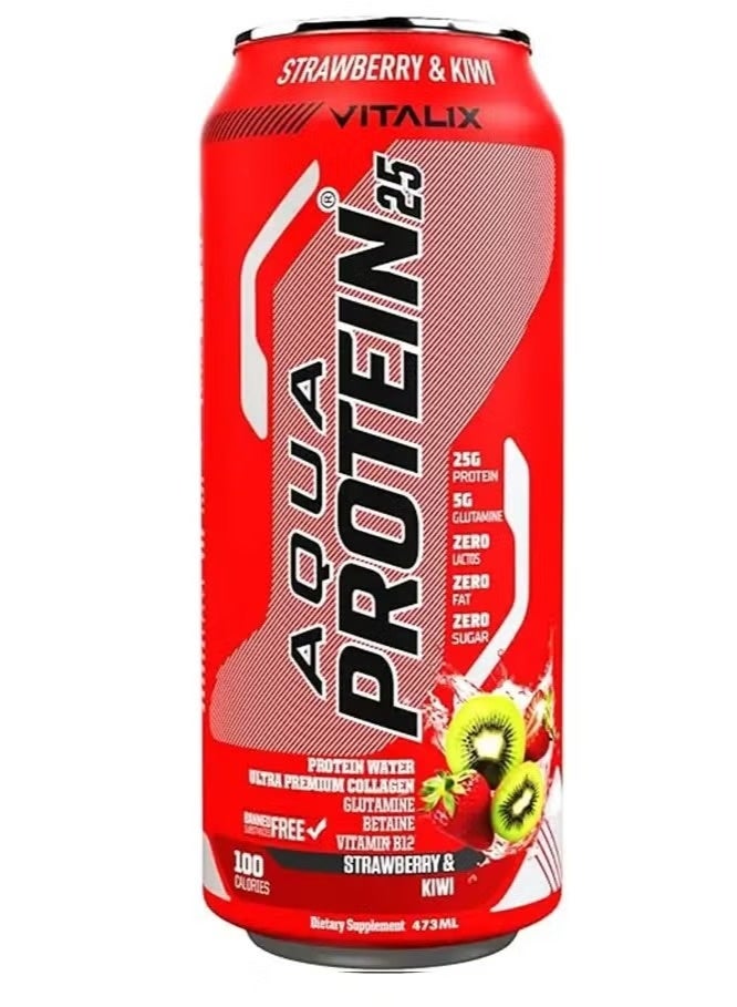 Vitalix Aqua Protein 25 Strawberry & Kiwi 473ml – Pack of 12 - Image 2
