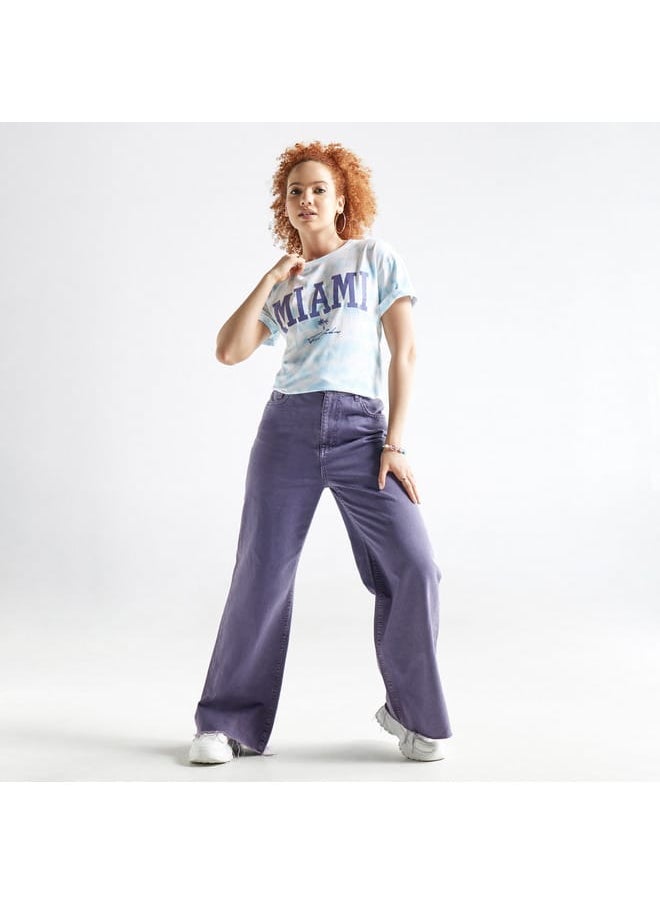 FAV Miami Print T-shirt with Crew Neck and Drop Shoulder Sleeves  - Image 2