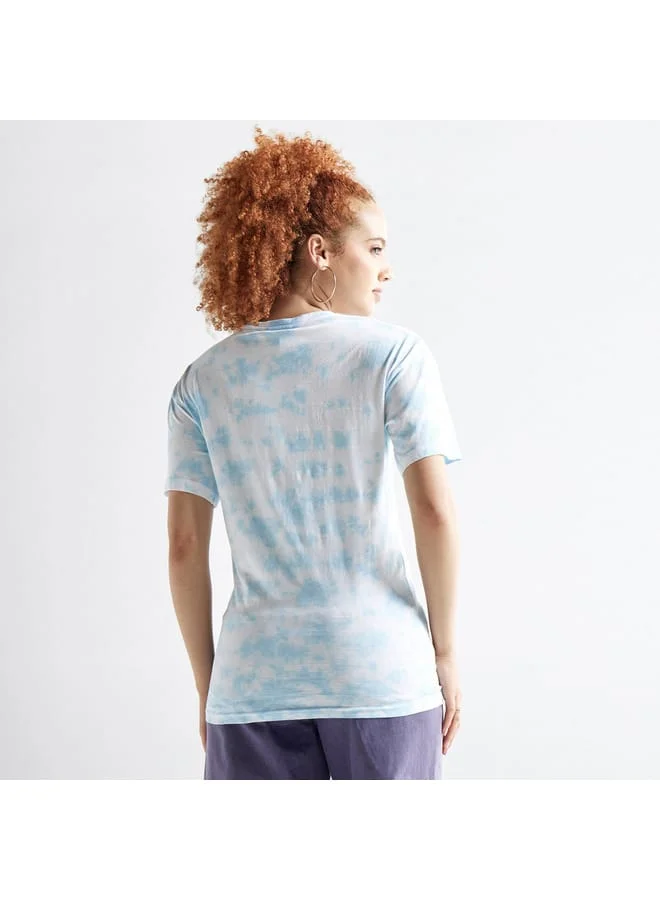 Splash FAV Miami Print T-shirt with Crew Neck and Drop Shoulder Sleeves
