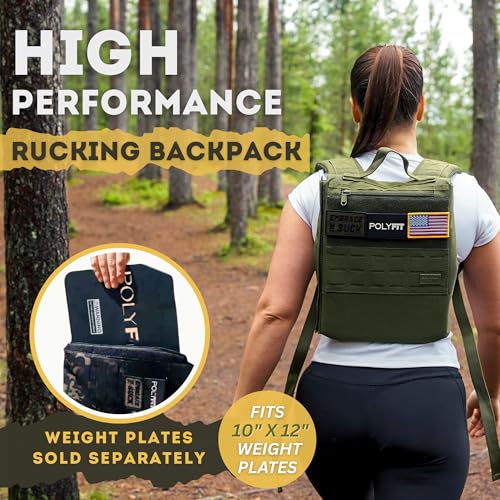Polyfit Rucking Backpack 2.0 - Weighted Ruck Pack for Weight Plates - Patent Pending Side-Loading Rucksack for Walking, Running, Rucking, Strength and Endurance Training - Tan - Image 2