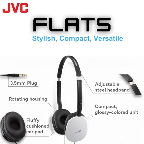 JVC Flats On-Ear Wired Headphones - Flat Foldable Design - 30mm Driver for Powerful Sound - Soft Ear-Pads for Comfort – Steel Headband - Lightweight & Portable - PC/Laptop/Gaming - 3.5mm Slim Plug - Image 2