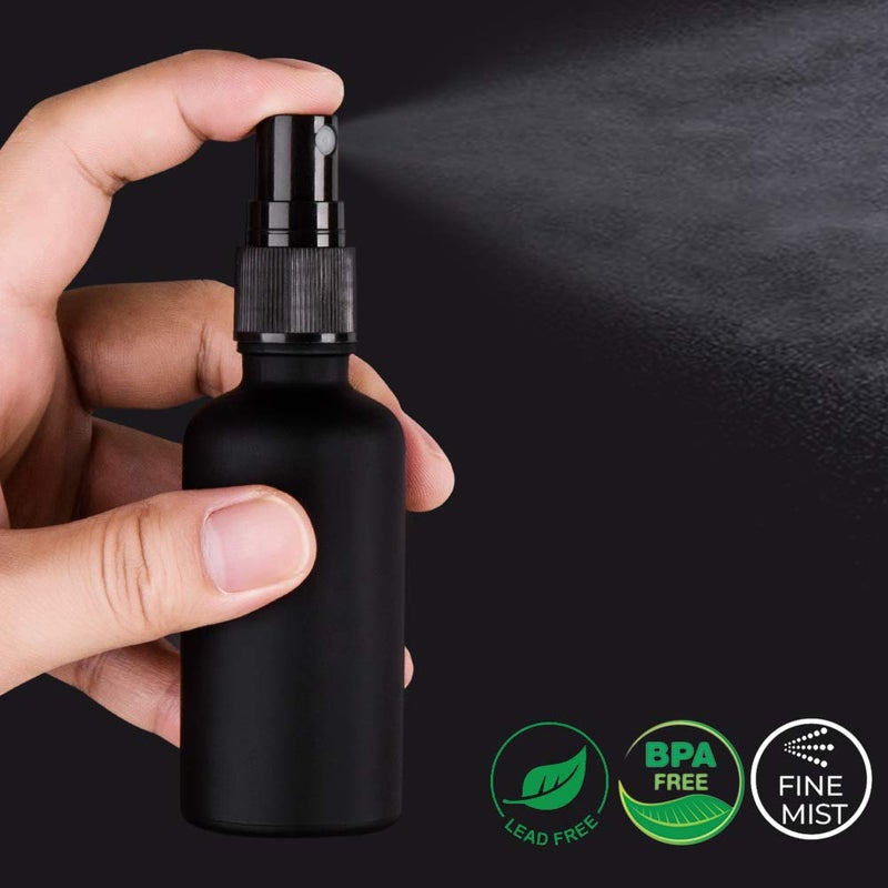 hmaimas 2oz Small Glass Essential Oils Spray Bottles, Fine Mist Frosted Black Spray Bottles (Set Of 3) - Image 2