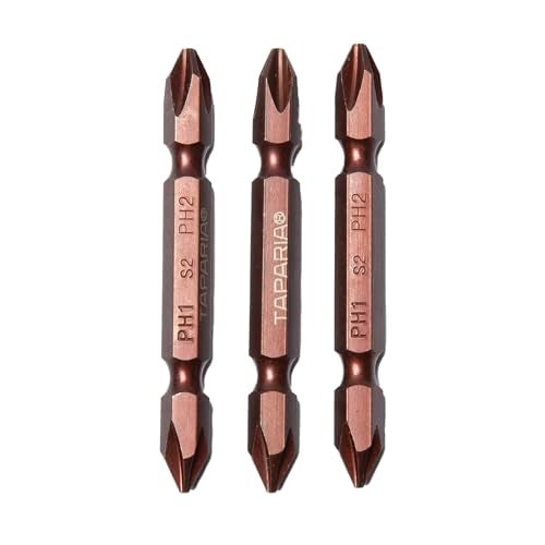 Taparia بتات مزدوجة من تاباريا، 65 مم بحجم 1/4" سداسي، درجة S2، بحجم رأس ph1 x ph2 (3 قطع) مناسبة للاستخدام المنزلي، المهني والصناعي - Image 1