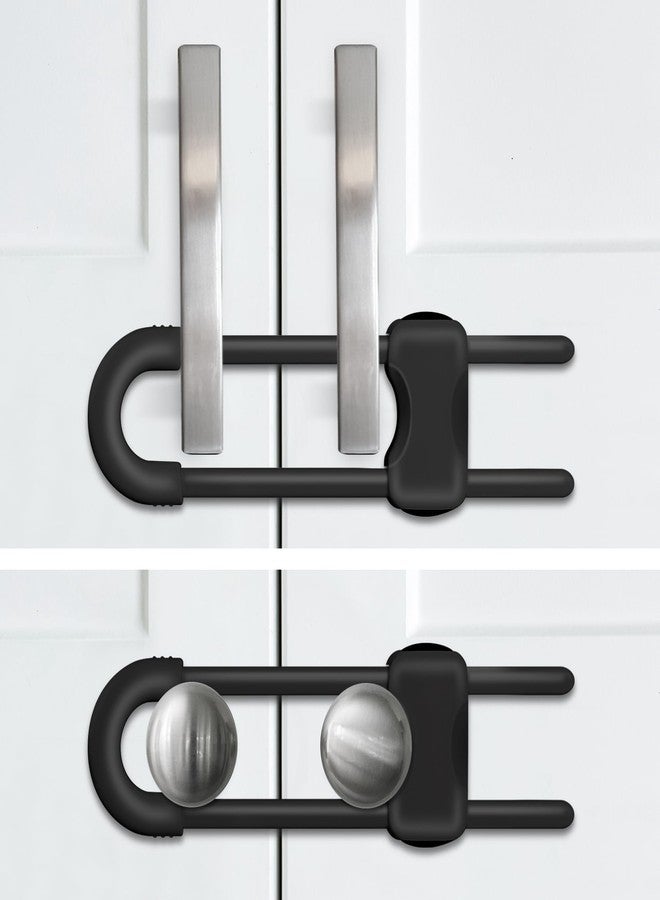SPISPI Baby Proofing Cabinets,Cabinet Locks for Babies,2 Pack U-Shaped Child Locks for Cabinets, Child Proof Cabinet Latches,Child Safety Cabinet Locks with Adjustable (Black) - Image 4