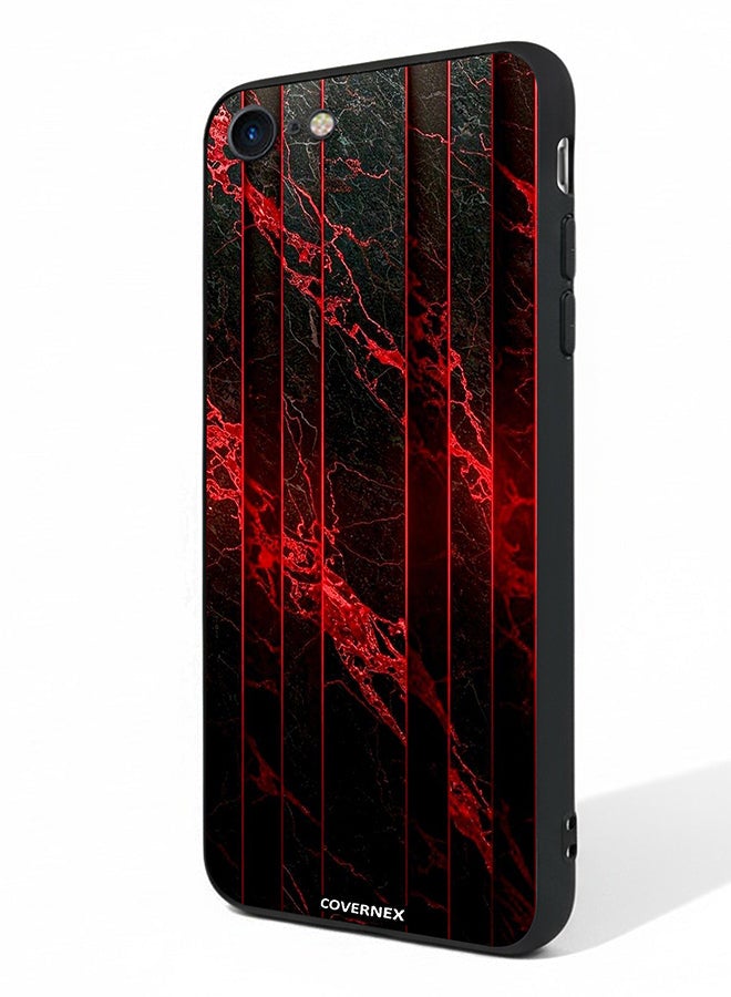 Covernex Apple iPhone 7 Protective Case Cover Printed Featuring Crimson and Veined Marble Texture - Image 1
