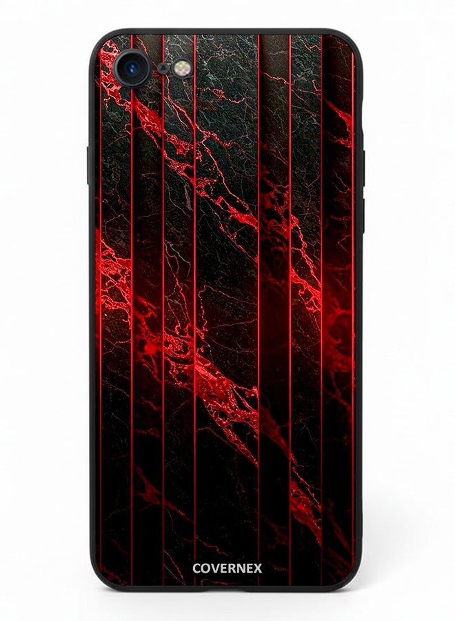 Covernex Apple iPhone 7 Protective Case Cover Printed Featuring Crimson and Veined Marble Texture - Image 2