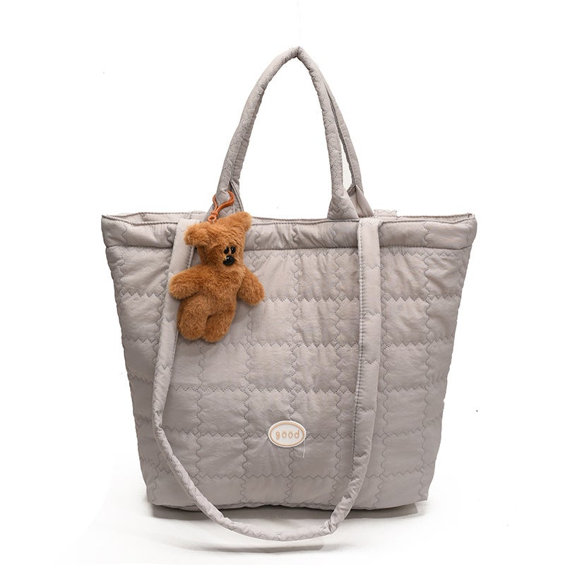 Casual Lazy Style Large Capacity Tote Bag Women'S 2024 Winter New Cotton Bag Fashion Lightweight Handbag - Image 1