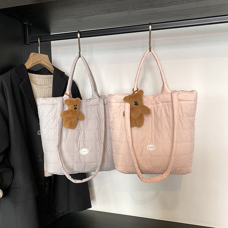 Casual Lazy Style Large Capacity Tote Bag Women'S 2024 Winter New Cotton Bag Fashion Lightweight Handbag - Image 4