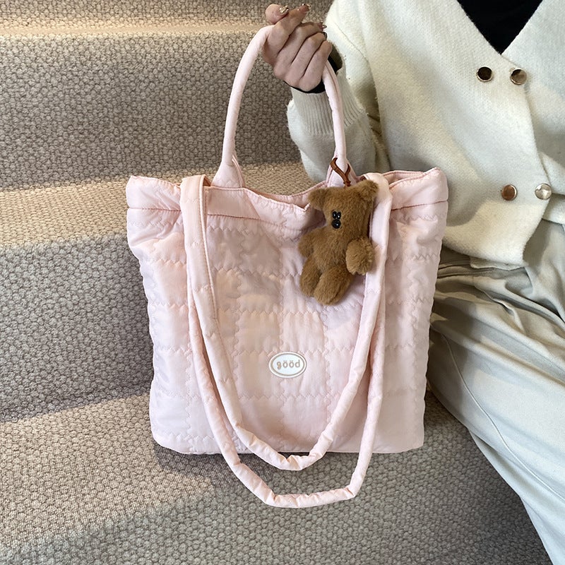 Casual Lazy Style Large Capacity Tote Bag Women'S 2024 Winter New Cotton Bag Fashion Lightweight Handbag - Image 2