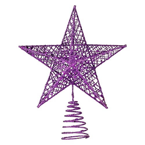 BinaryABC Christmas Tree Topper Star,Glittering Christmas Tree Decoration Ornaments,20cm (Purple) - Image 1