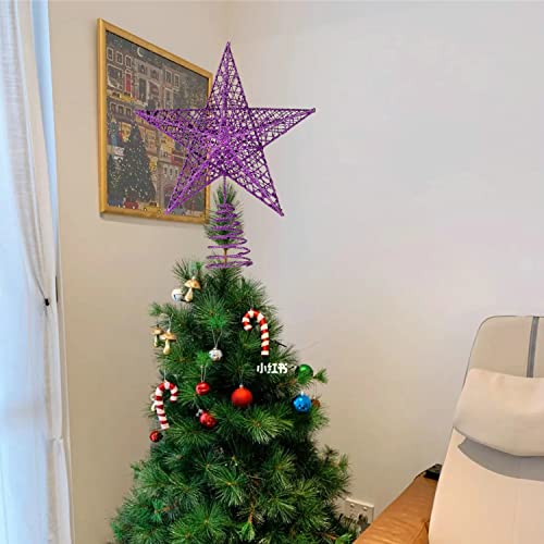 BinaryABC Christmas Tree Topper Star,Glittering Christmas Tree Decoration Ornaments,20cm (Purple) - Image 2