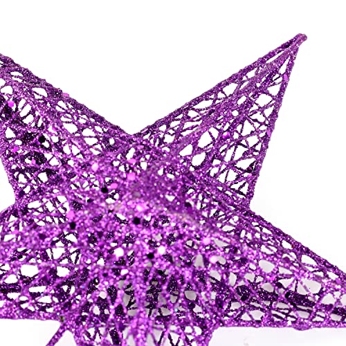 BinaryABC Christmas Tree Topper Star,Glittering Christmas Tree Decoration Ornaments,20cm (Purple) - Image 4