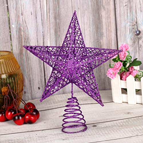 BinaryABC Christmas Tree Topper Star,Glittering Christmas Tree Decoration Ornaments,20cm (Purple) - Image 3