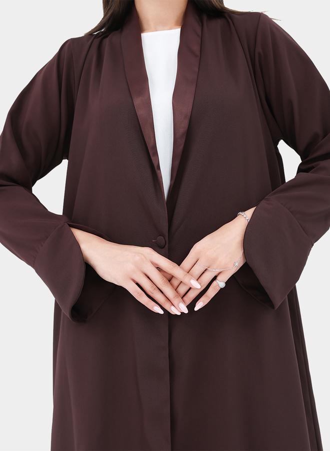 Elena by DStyle Elena by DStyle Satin Collar Double Sided A-Line Abaya - Image 2