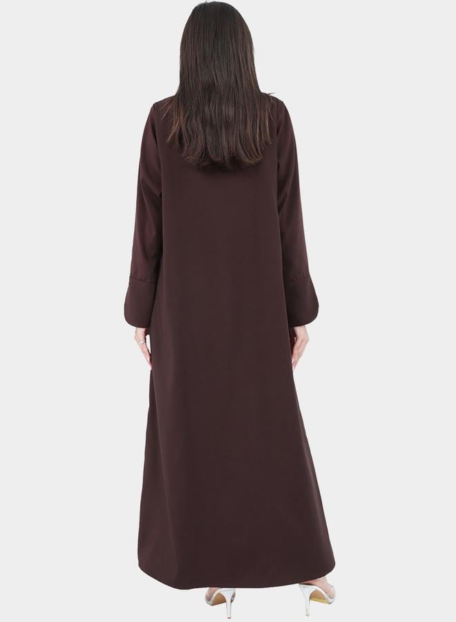 Elena by DStyle Elena by DStyle Satin Collar Double Sided A-Line Abaya - Image 3