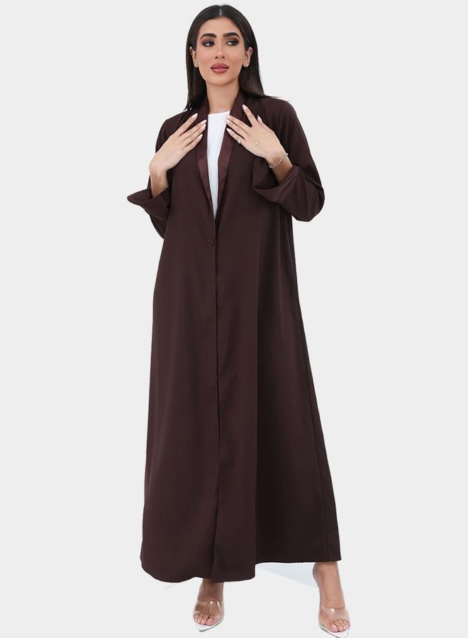 Elena by DStyle Elena by DStyle Satin Collar Double Sided A-Line Abaya - Image 1