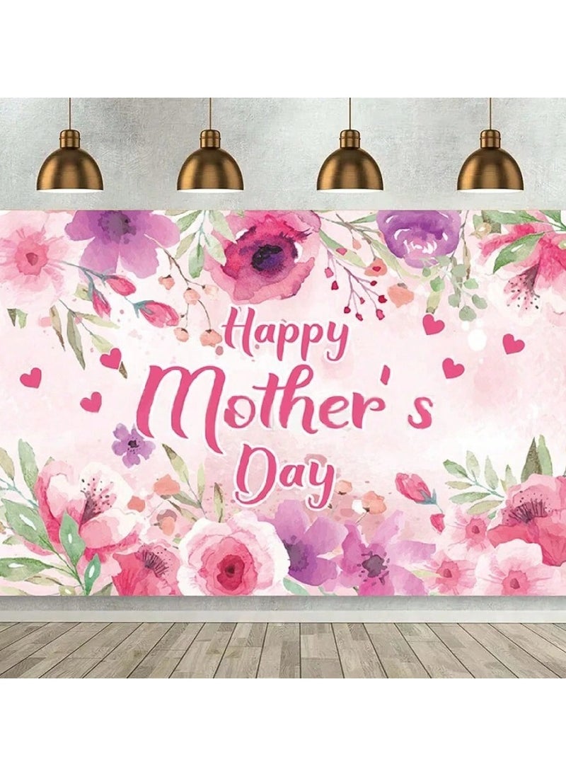 Generic - Mother's Day Decoration Backdrop with a Lovely Floral Design in Pink to Add a Special Touch to Mother's Day – Size 100*150 cm - Image 1
