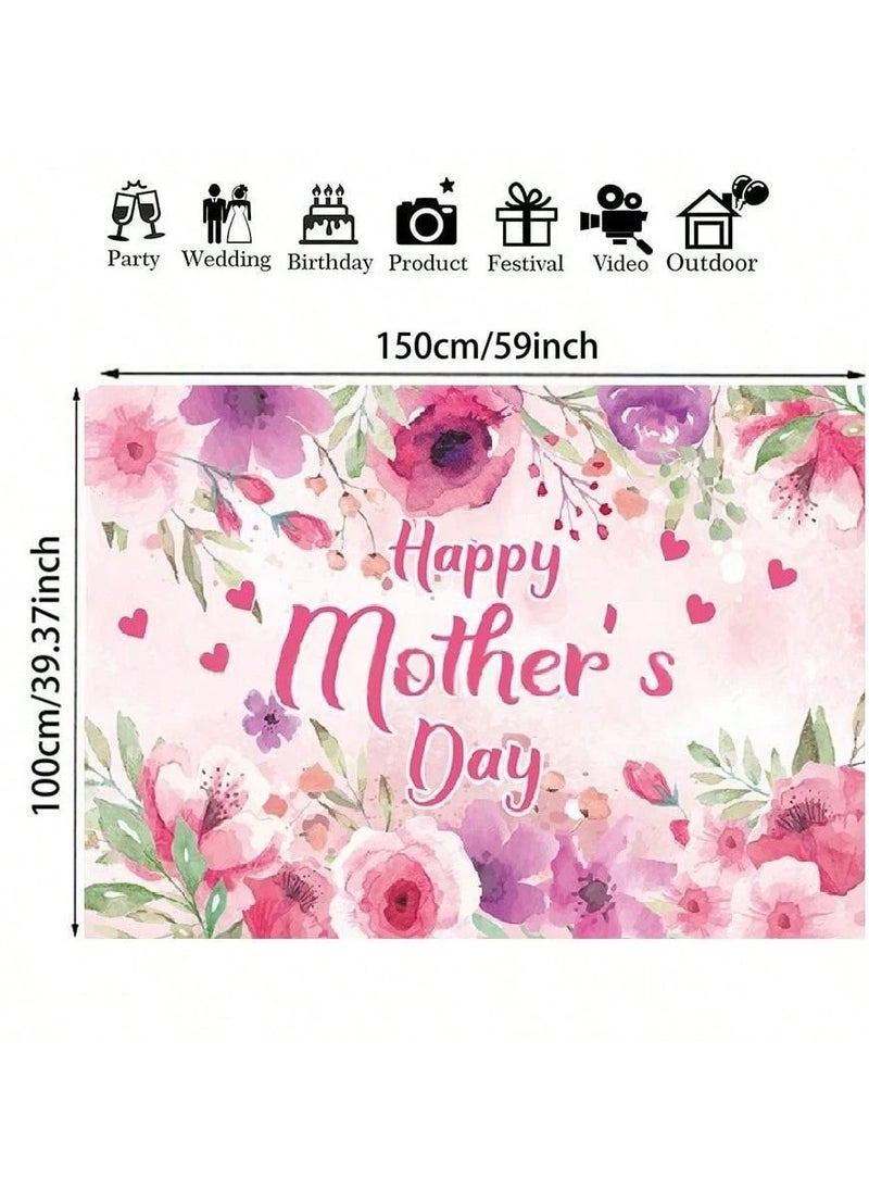 Generic - Mother's Day Decoration Backdrop with a Lovely Floral Design in Pink to Add a Special Touch to Mother's Day – Size 100*150 cm - Image 1