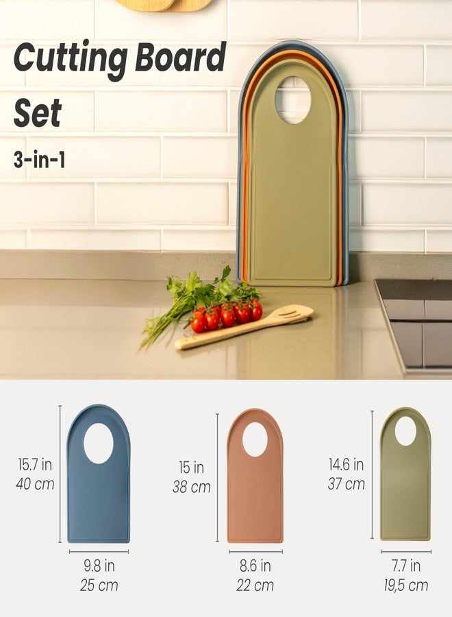 Vigar Cutting Board Set of 3, Kitchen Boards in Assorted Sizes and Colors, Non-Slip and Dishwasher Safe, Multipurpose Chopping Boards for Different Food Types, Essentials for Apartment or House - Image 2