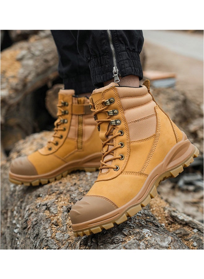 NIBEMINENT Cowhide Dermis Men Work Boots High-quality Safety Shoes Men Puncture-Proof Desert Tactical Boots Protective Shoes Outdoors - Image 3