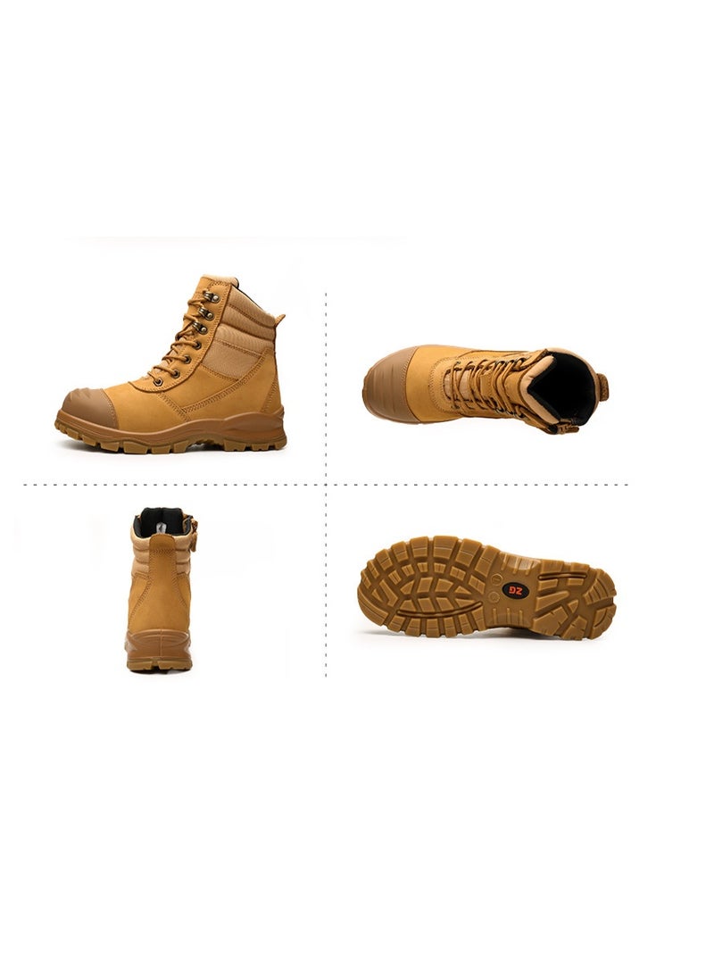 NIBEMINENT Cowhide Dermis Men Work Boots High-quality Safety Shoes Men Puncture-Proof Desert Tactical Boots Protective Shoes Outdoors - Image 2