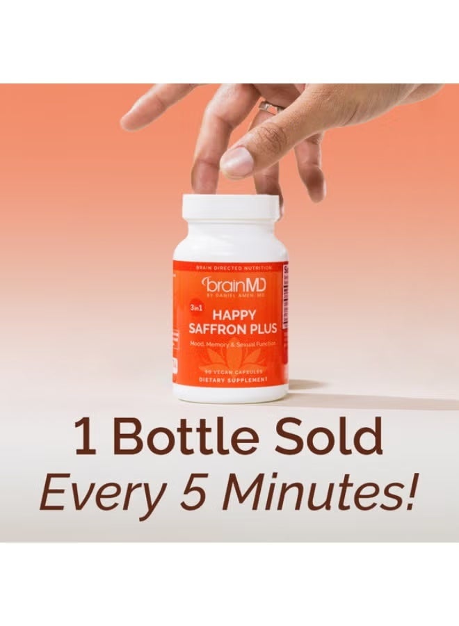 برينمد BrainMD Happy Saffron Plus – دعم المزاج والتوازن العاطفي – 90 كبسولة نباتية - Image 2