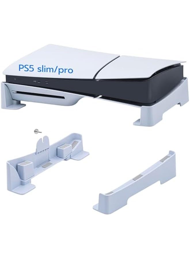 Topleo Horizontal Stand for PS5 Slim/PS5 Pro Base Stand Accessories Compatible with Playstation 5 Slim/PS5 Pro Digital & Ultra-HD Edition Console - White(Compatible with PS5 Slim/Pro)  - Image 1